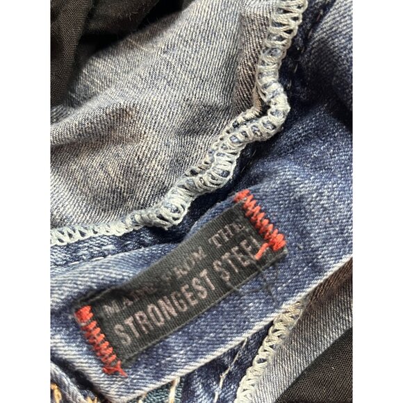 Axel Slim Bootcut Jeans W34 L31 Blue Grunge Stone Wash Cowboy Workwear Distresse - Picture 11 of 14